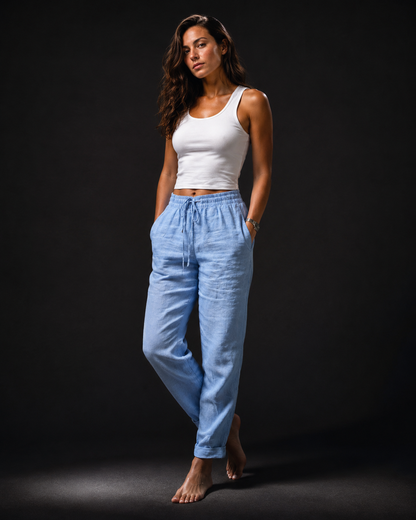 Pantalon Fluide Taille Haute Cordon