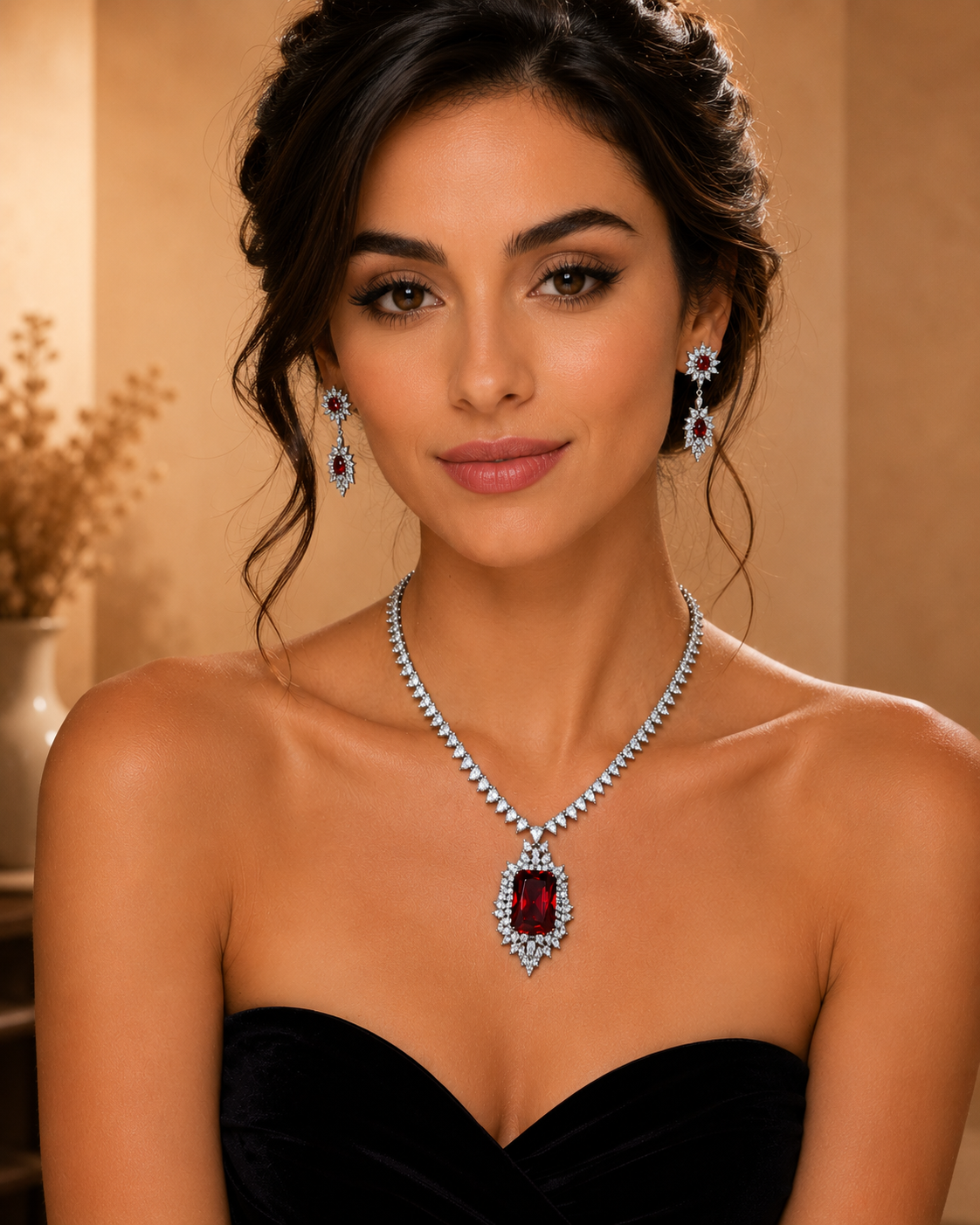 Parure Collier et Boucles d'Oreilles Scintillantes