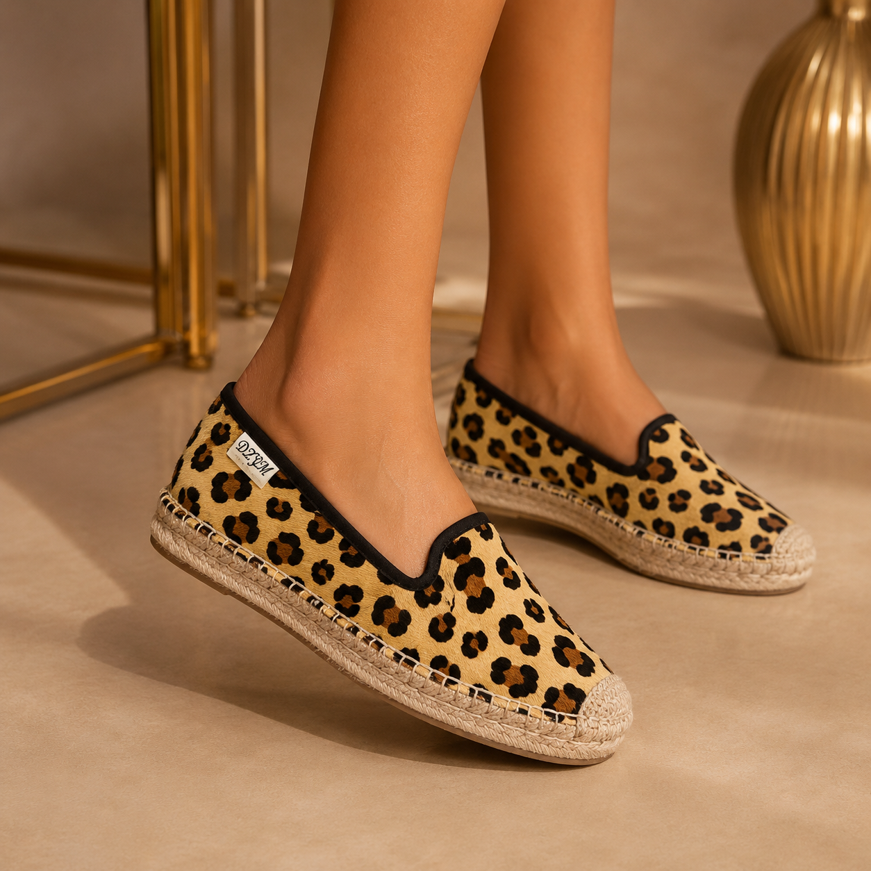 Espadrilles Plates Cuir Texturé