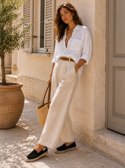 Espadrilles Plates Cuir Texturé