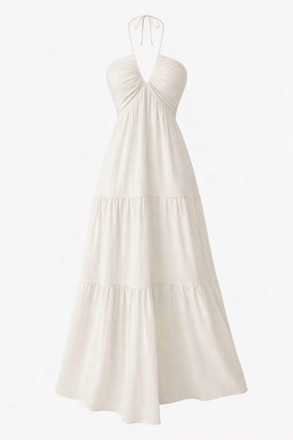 Robe Longue Plissée Dos Nu