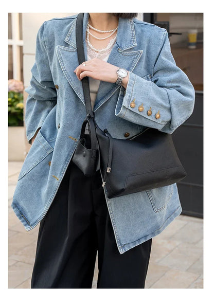Sac Demi-Lune Cuir Pleine Fleur