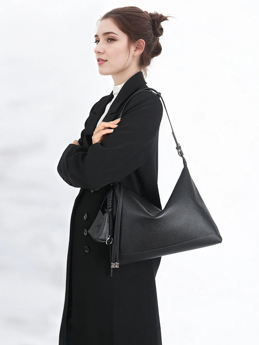 Sac Demi-Lune Cuir Pleine Fleur