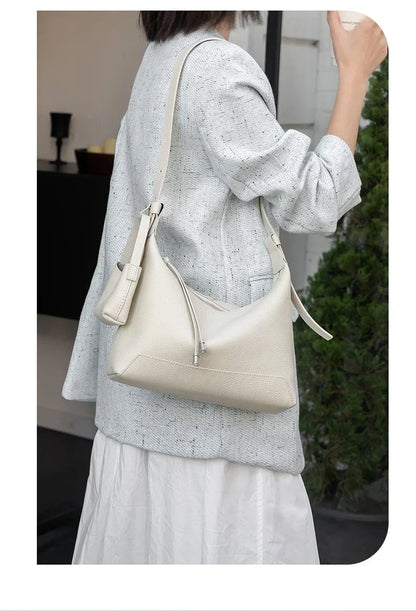 Sac Demi-Lune Cuir Pleine Fleur