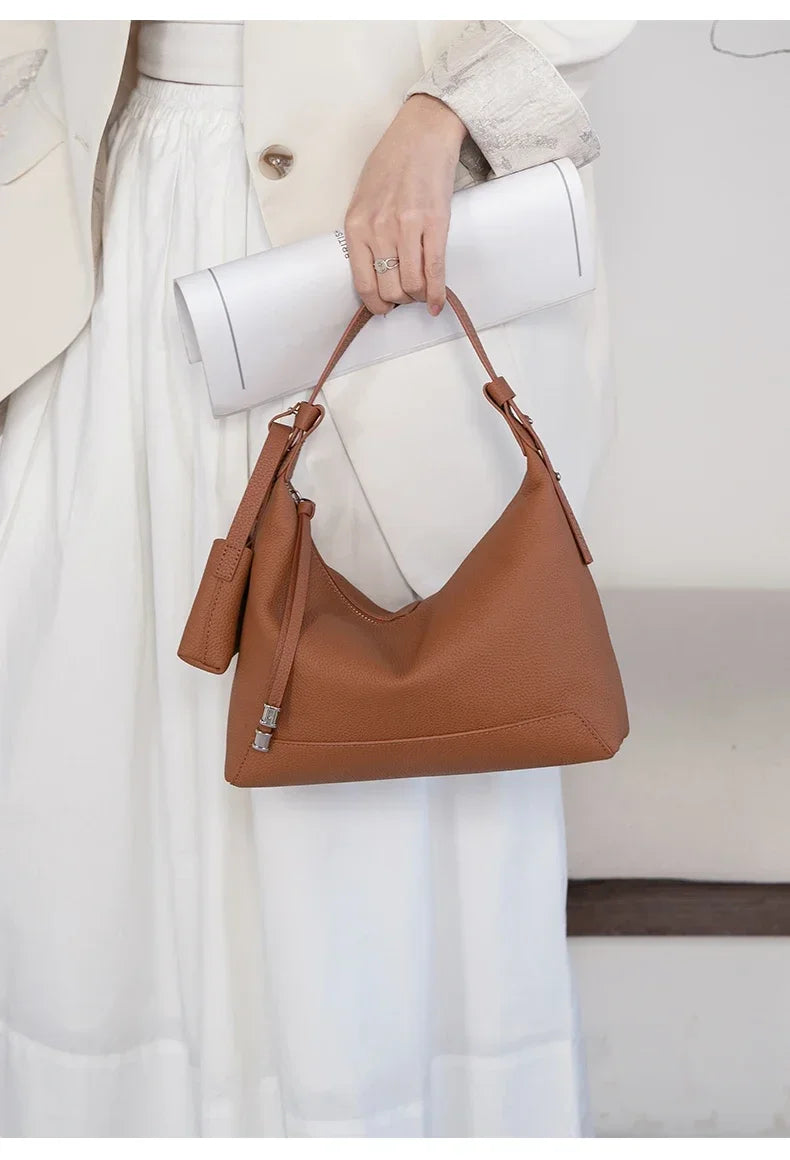 Sac Demi-Lune Cuir Pleine Fleur
