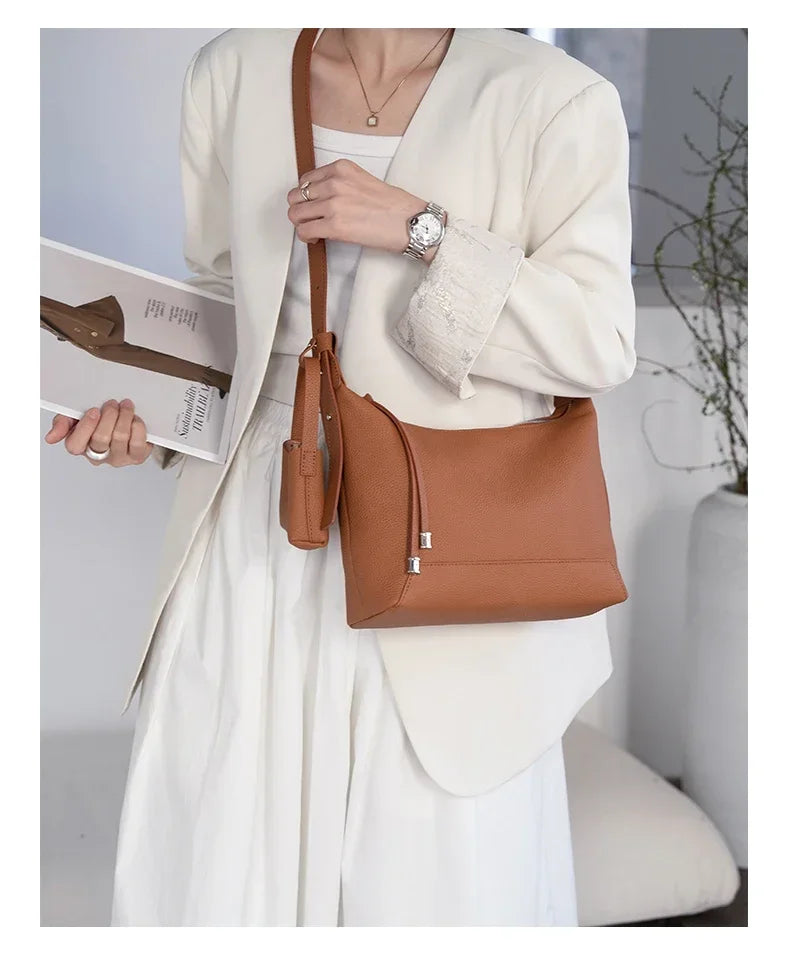 Sac Demi-Lune Cuir Pleine Fleur